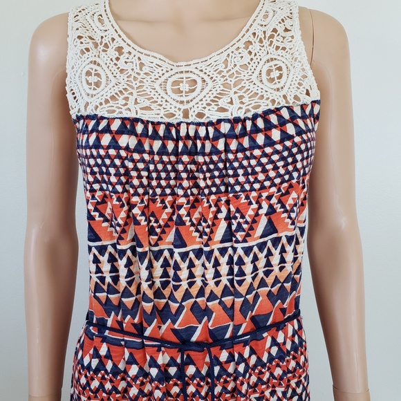 Lucky Brand Crocheted Maxi Dress S Boho Hippie Festival Tassels Beachy Resort - Picture 2 of 7